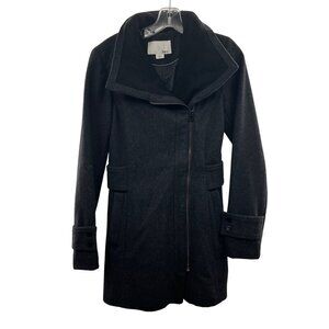 Bar III Women's Zip Up Peacoat Wool Blend Gray/Black Size XS Pockets